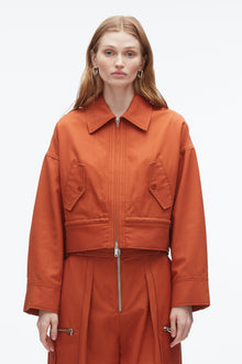 Double Zip Cropped Utility Jacket | Brick