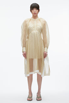 Plaid Organza Flounce Hem dress | Hay Multi