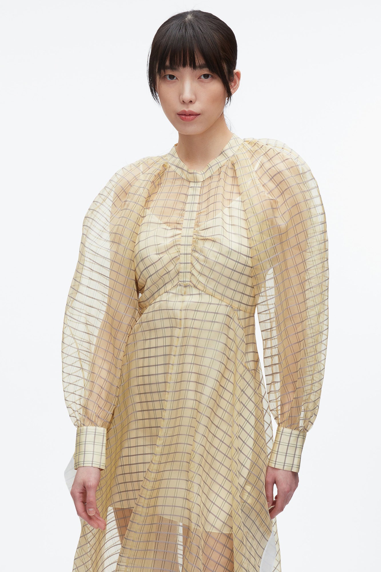 Plaid Organza Flounce Hem dress | Hay Multi