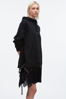 Hoodie Combo Dress with Satin Skirt | Midnight