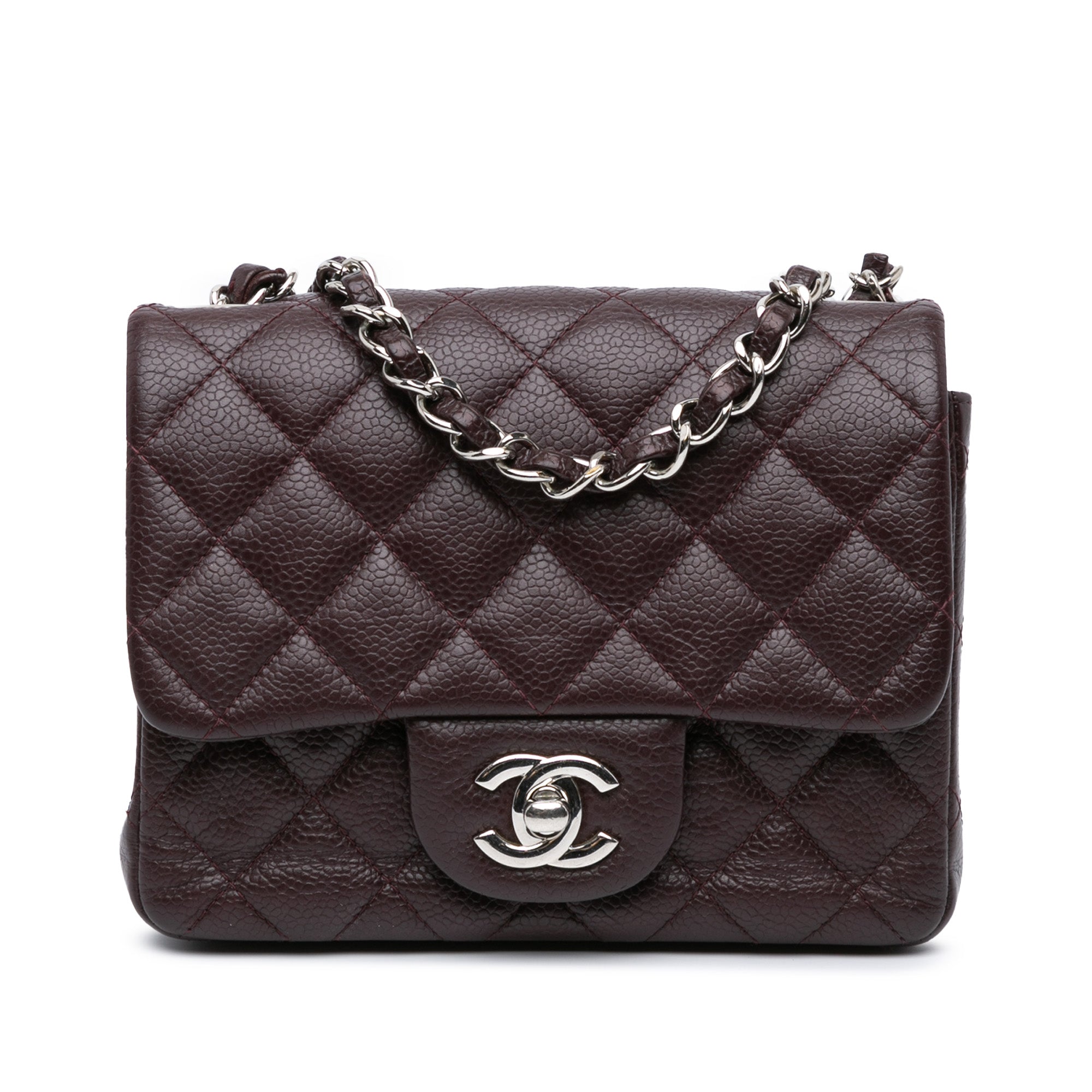 Chanel | Pre-Owned Mini Square Classic Caviar Single Flap | Brown/Dark Brown