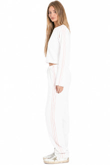 Women | Vintage Orange Stitched Sweatpant | White