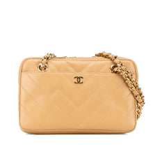 Chanel | Pre-Owned CC Chevron Quilted Lambskin Chain Shoulder Bag | Brown/Beige