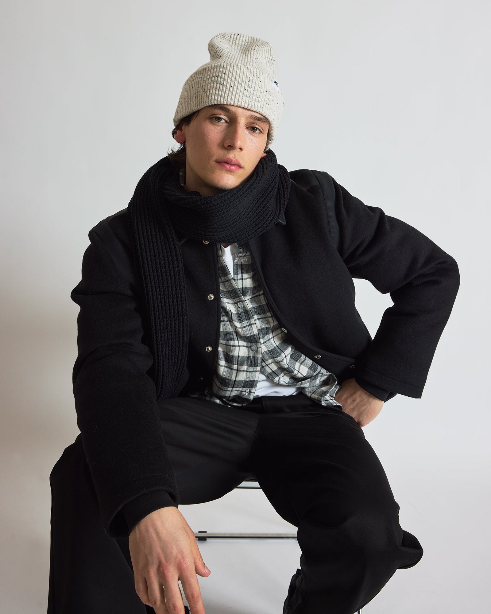 Wool Speckle Beanie (Snow White) | White