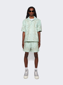 Amiri | Leather Bandana Shorts | Mint