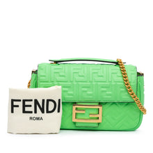 Fendi | Pre-Owned Zucca Embossed Leather Chain Midi Baguette - II | Green/Light Green