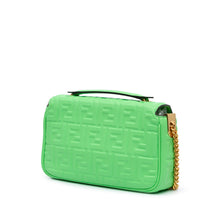Fendi | Pre-Owned Zucca Embossed Leather Chain Midi Baguette - II | Green/Light Green