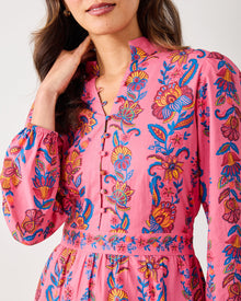 Folklore Flowers - Monroe Dress - Bright Rose - Printfresh