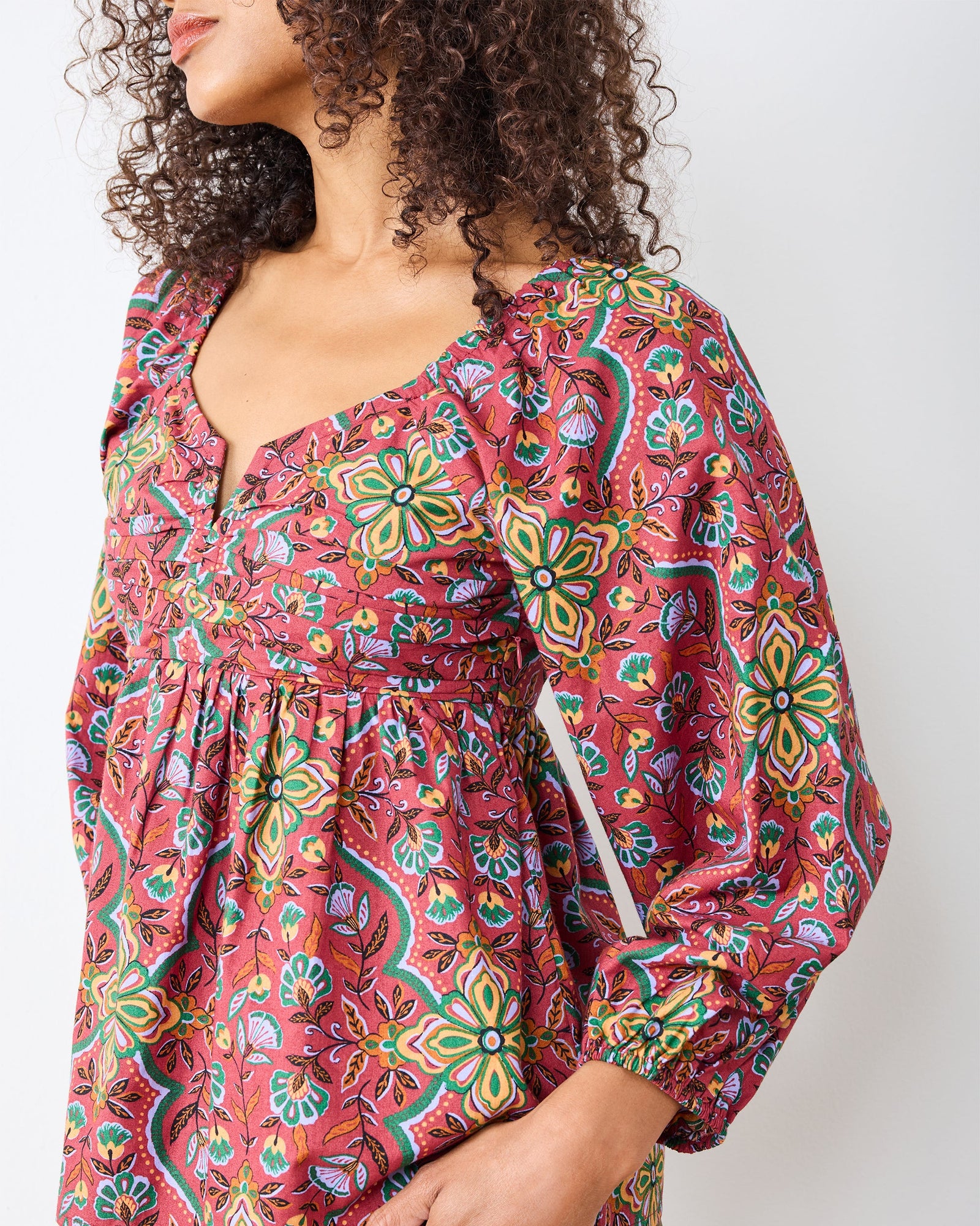Festive Tapestry - Sloane Blouse - Burgundy - Printfresh
