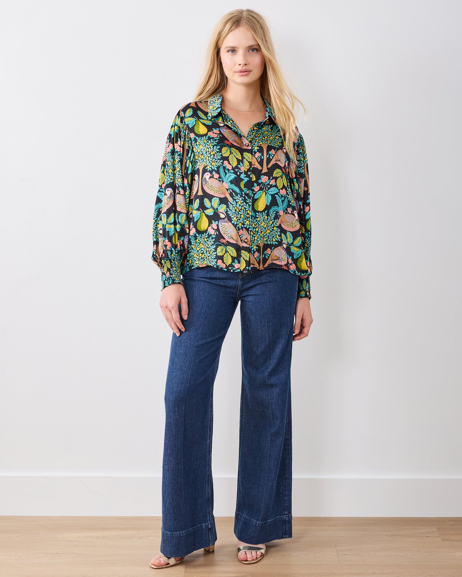 Partridge In A Pear Tree - Anastasia Blouse - Ink - Printfresh
