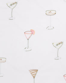 Martini Hour - Embroidered Long PJ Set - Cloud - Printfresh