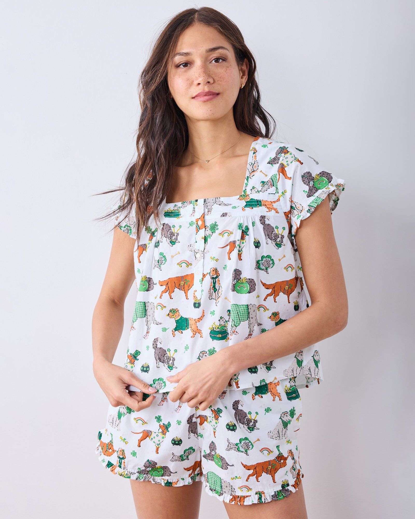 Lucky Paws - Pintuck Short Set - Irish Cream - Printfresh