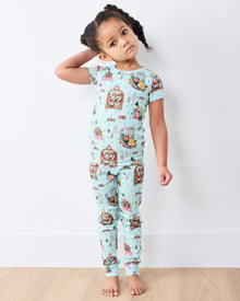 Reading Nook - Kids Short Sleeve PJ Set - Blue Burrow - Printfresh