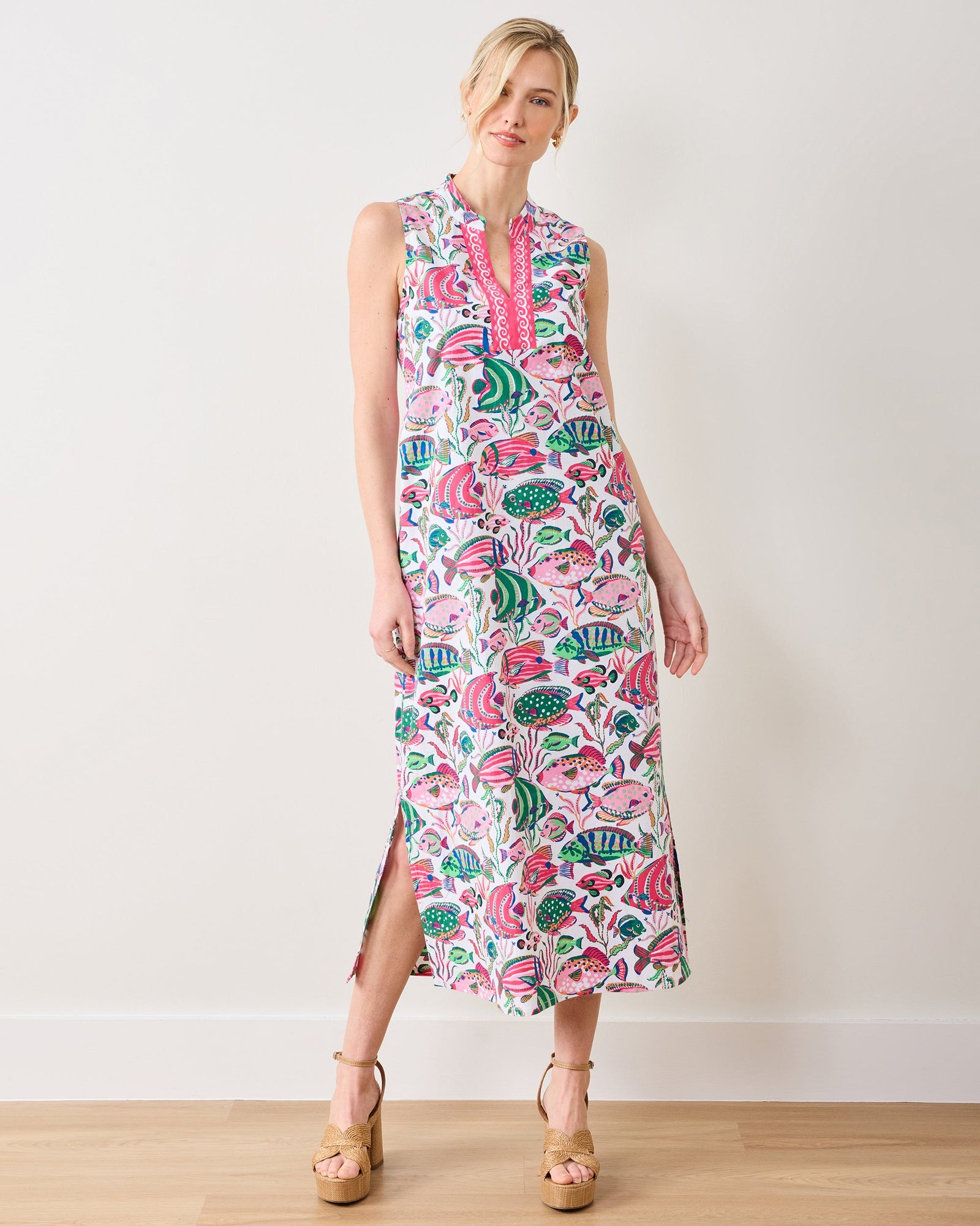 Tropical Fish - Ocean View Long Tunic Dress - Cloud - Printfresh