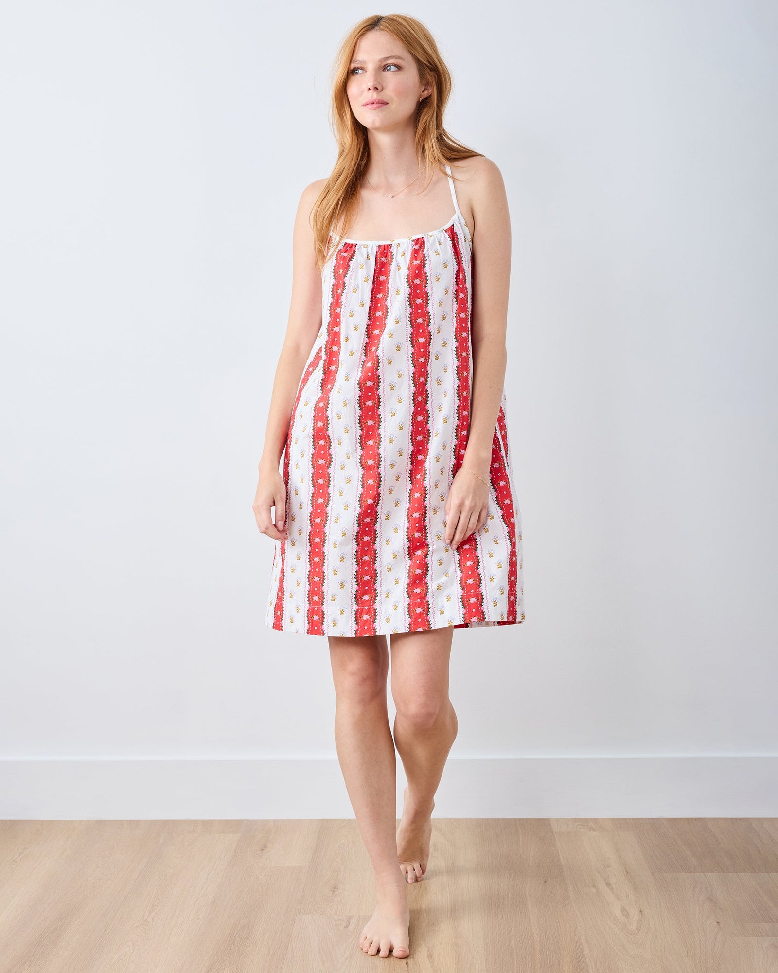 Sweetheart Stripes - Cami Nightgown - Cherry Cola - Printfresh