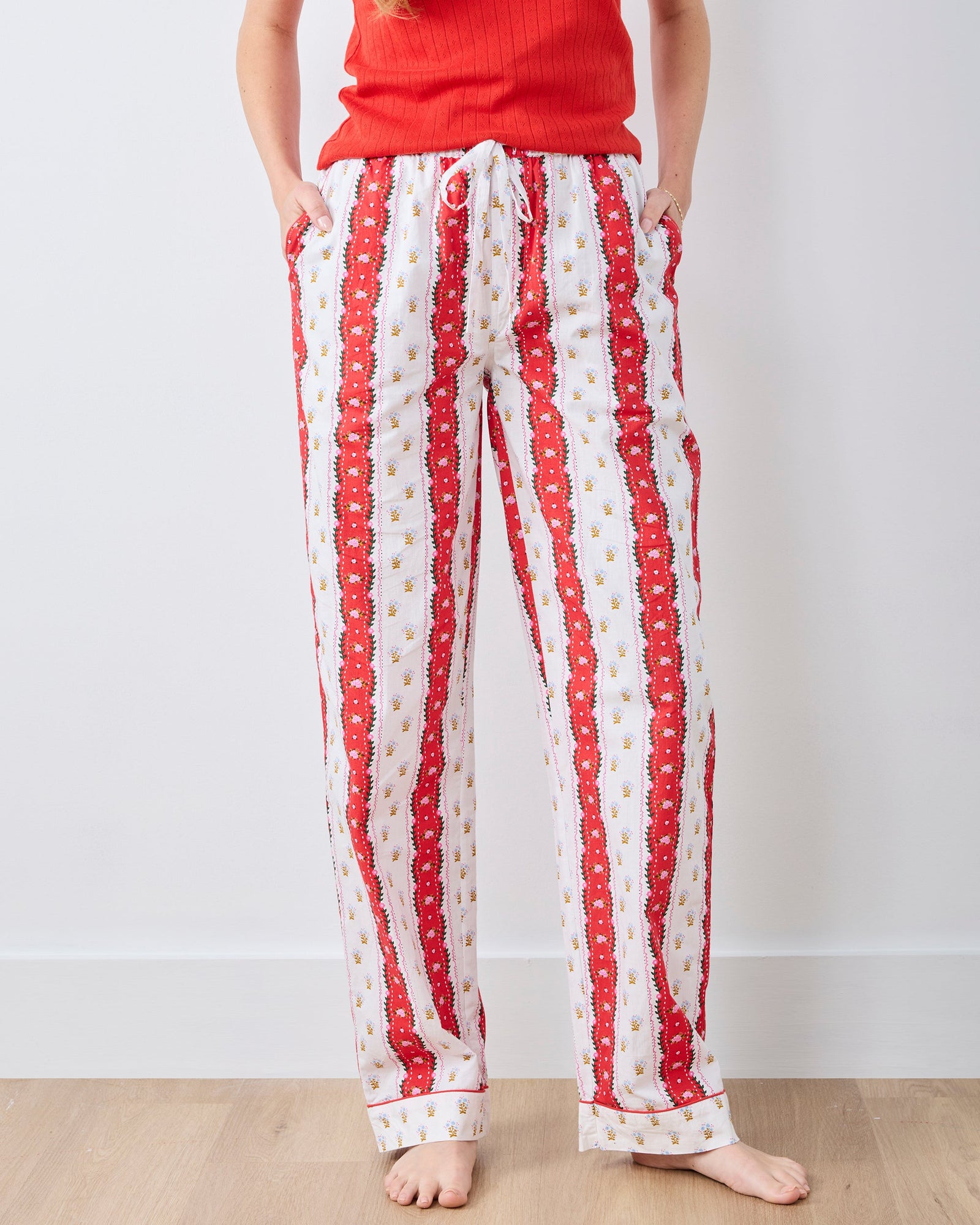 Sweetheart Stripes - PJ Pants - Cherry Cola - Printfresh