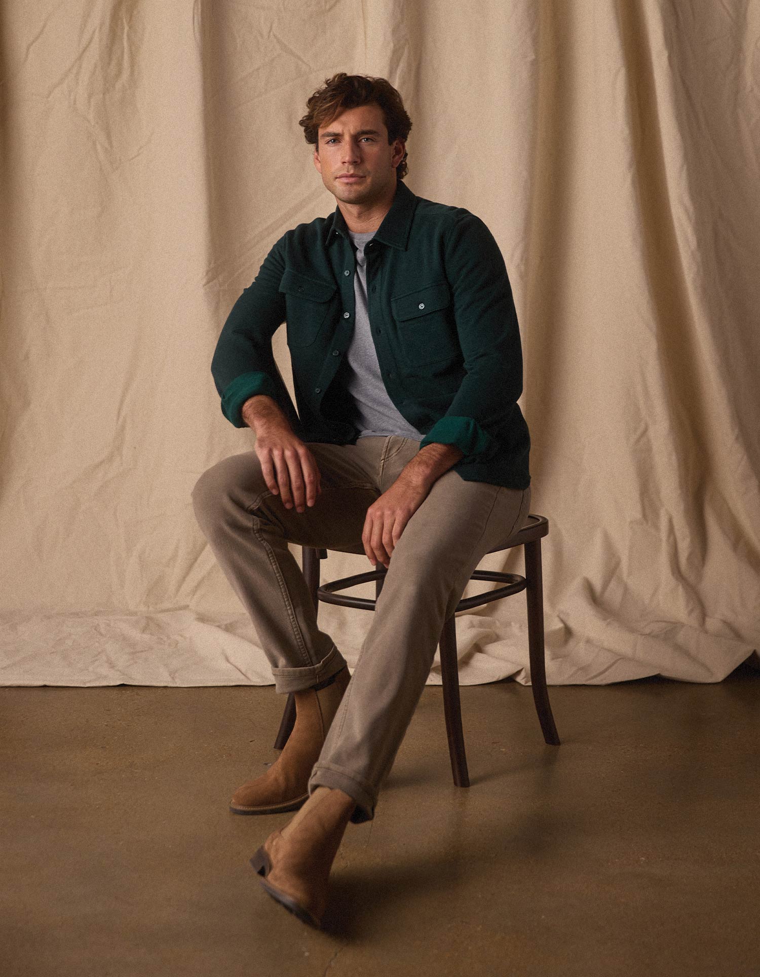 Men | Textured Knit Shirt | Emerald