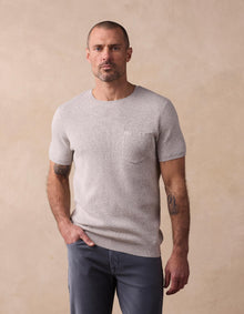 Men | Waffle Knit Sweater Tee | Stone