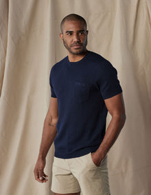 Men | Waffle Knit Sweater Tee | Navy