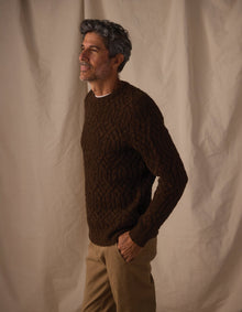 Men | Trellis Cable Pullover | Dark Brown