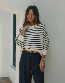 Women | Maritime Crewneck | Cream/Navy