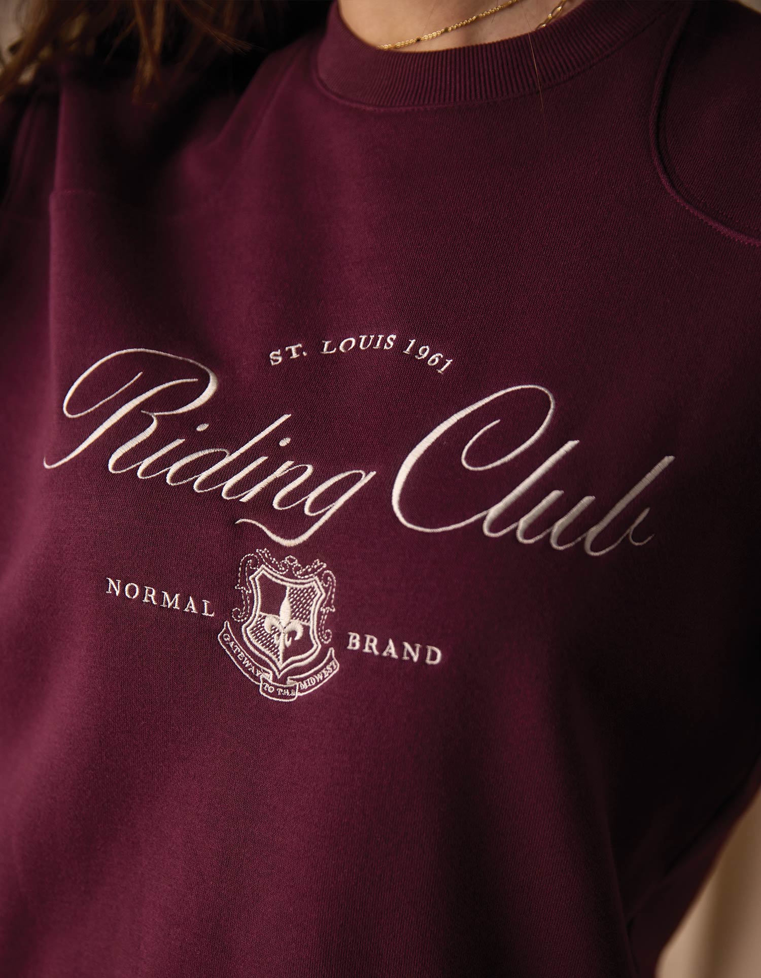 Women | Normal Fleece Graphic Crewneck | Port Wine