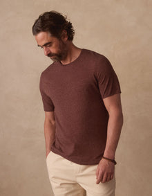 Men | Summer Linen-Blend Knit Tee | Espresso