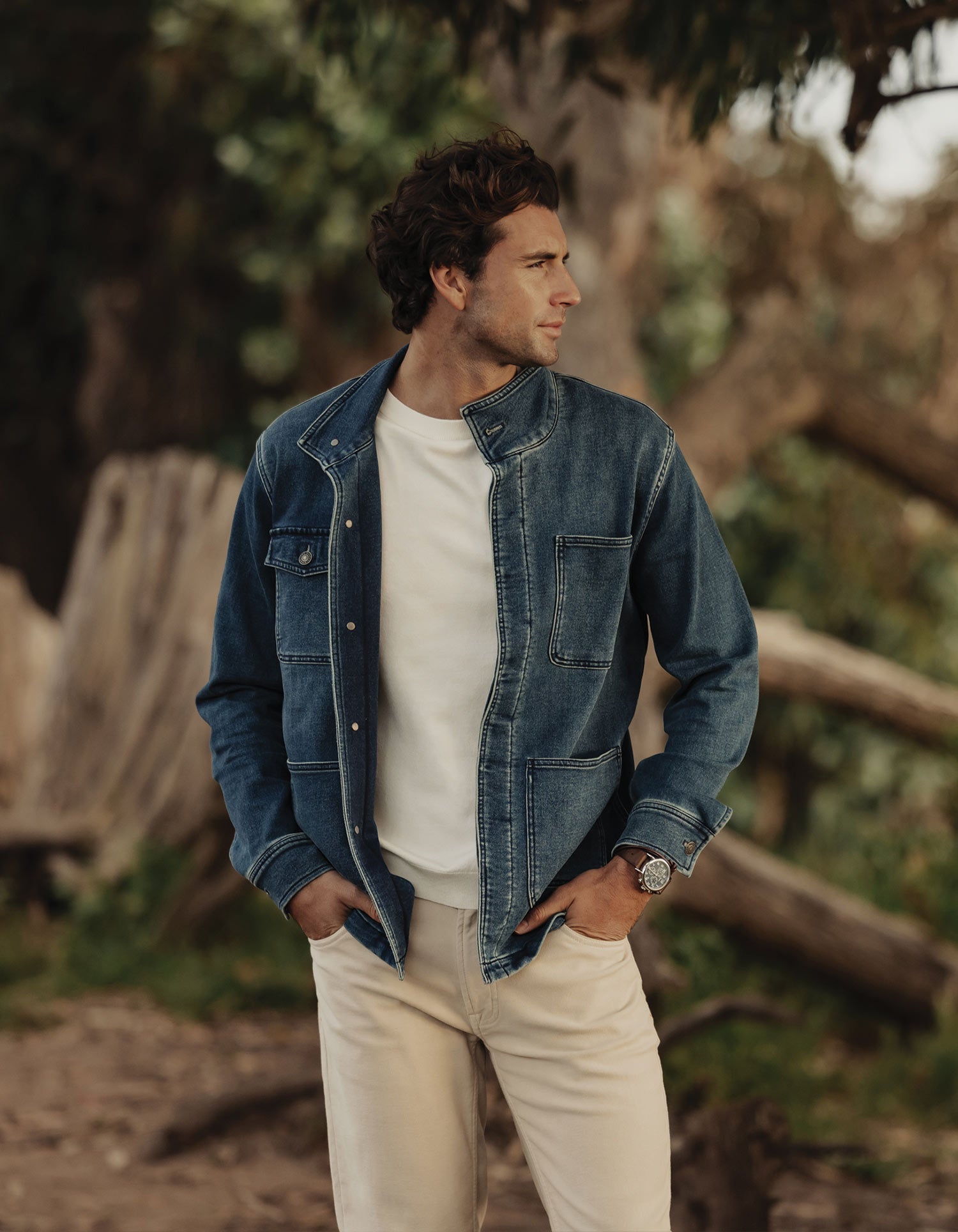 Men | Comfort Terry Jean Chore Coat | Dark Wash
