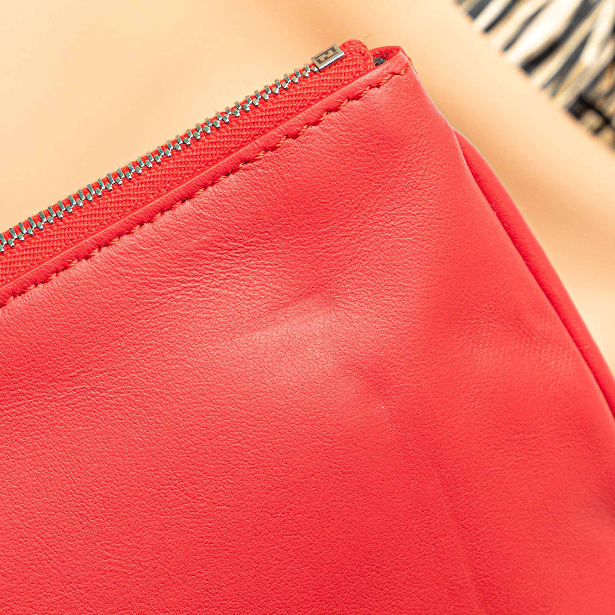 Fendi | Pre-Owned Zucca Leather and Raffia Triplette Clutch | Brown/Beige