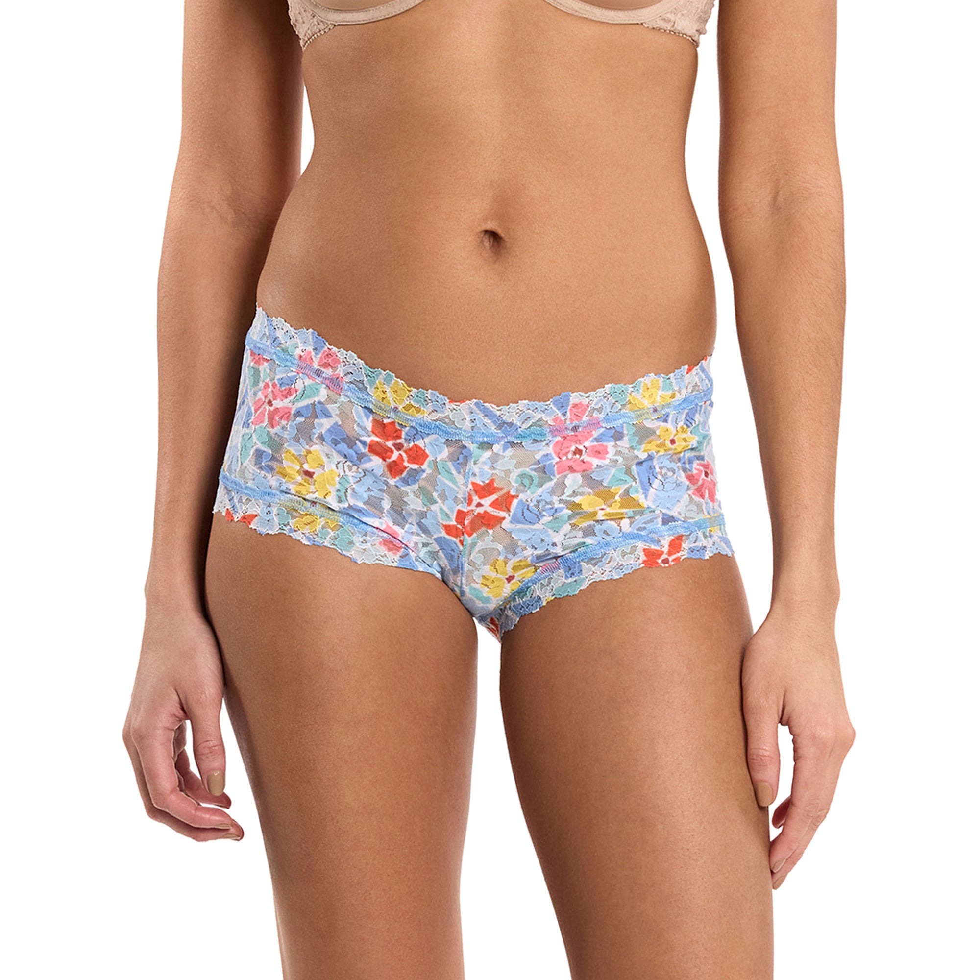 Signature Lace Boyshort | Floral Mosaic (White)