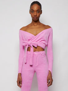 Women | Maisie Wilen | Terry Cropped Dramady Top | Pink