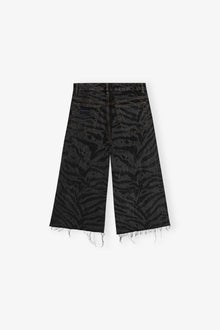 Patterned Denim Shorts | Black