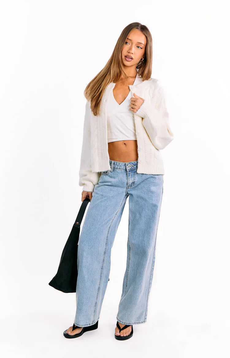 Percy Cable Knit Cardigan | Cream
