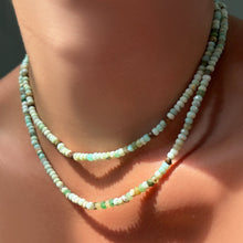 Peruvian Green Faceted Opal Necklace double layered lengths on the neck