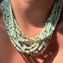 Peruvian Green Faceted Opal Necklaces layered on the neck