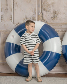 Boy | Monaco and Striped Boys' Top and Shorts Set | Black x White