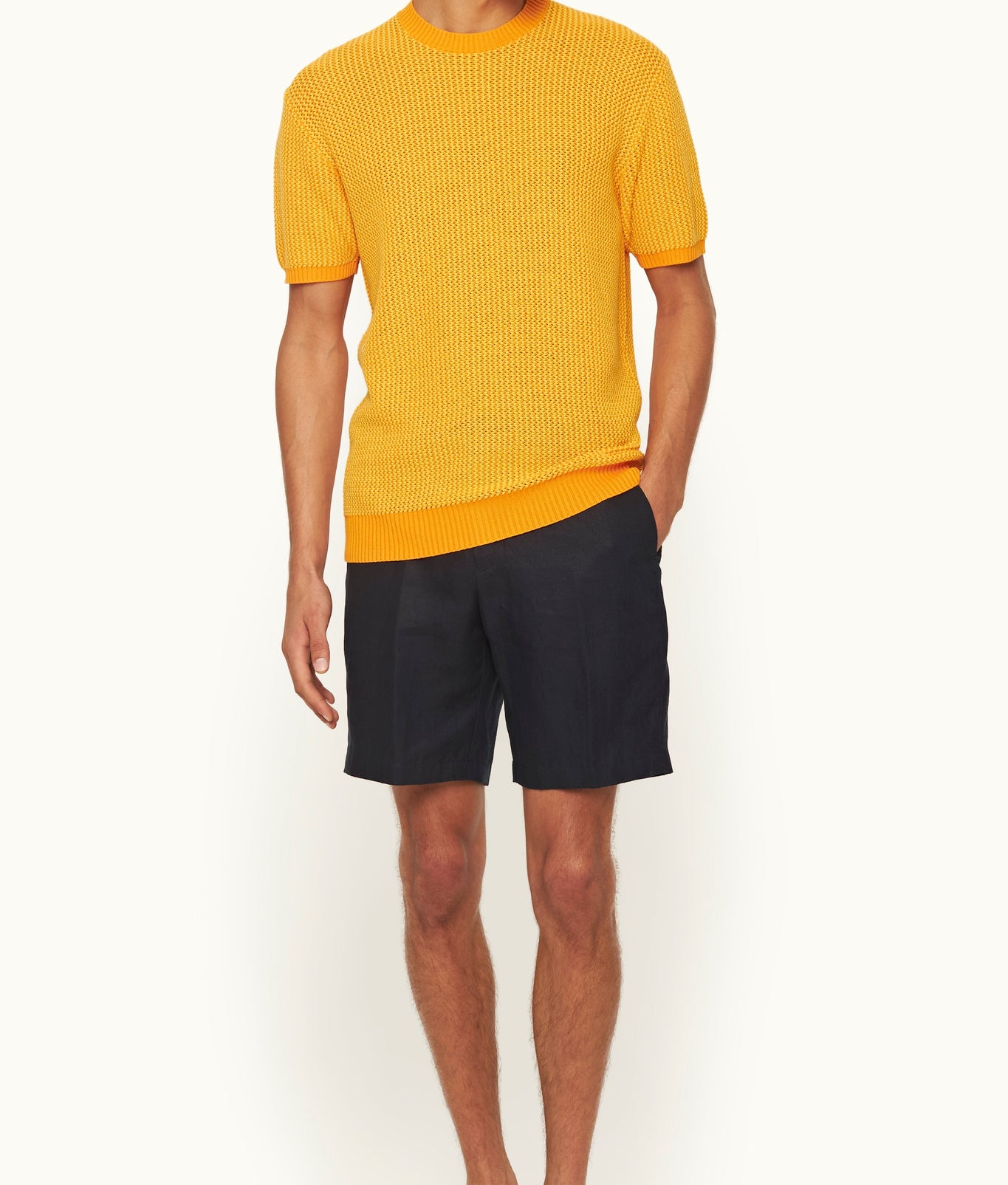 Pico Tailored Fit Two-Colour Chevron Cotton Knit T-Shirt | Eldorado/Calypso Orange
