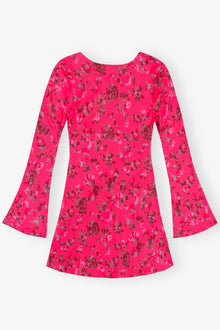 Pink Floral Printed Satin Mini Dress | Raspberry Wine
