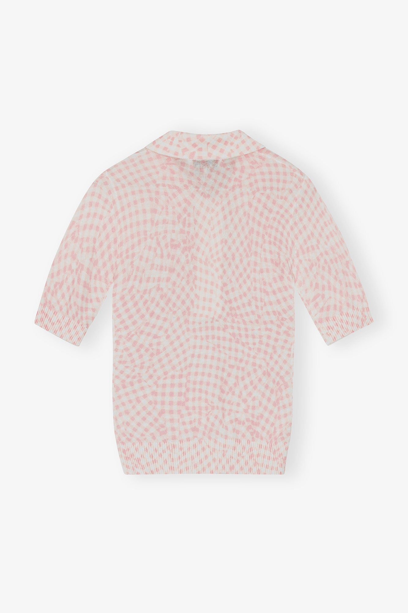 Pink Sheer Cotton Printed Polo Shirt | Bleached Mauve