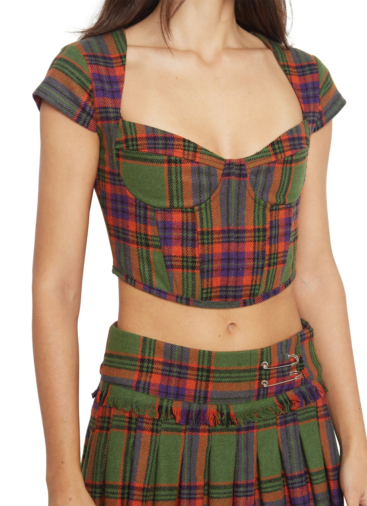 Womens | Plaid Corset | Plum/Burnt Orange Plaid