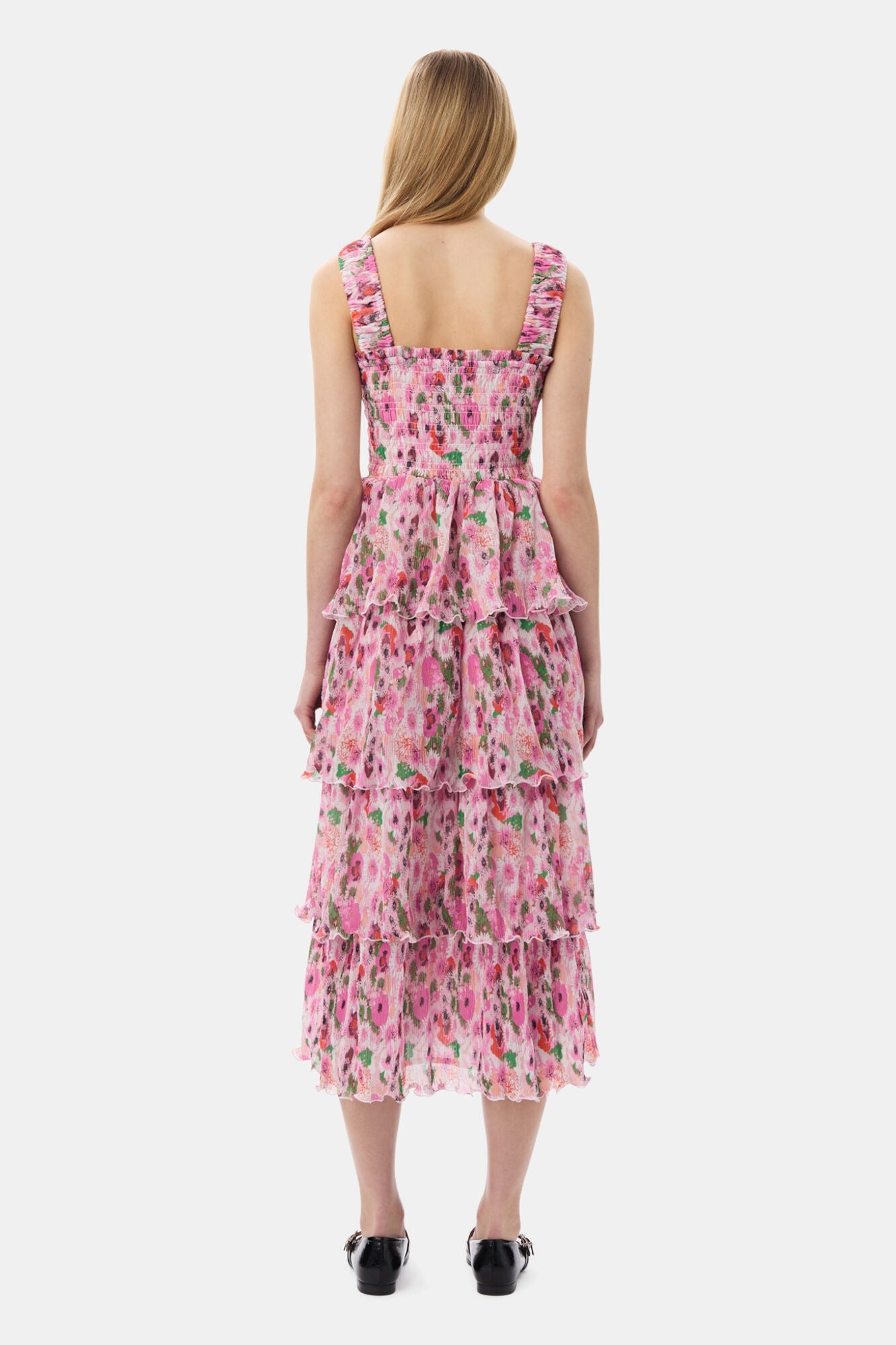 Pleated Georgette Smock Midi Dress | Sugar Plum