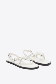 Strappy Eyelet Sandal with Rosettes | Antique White