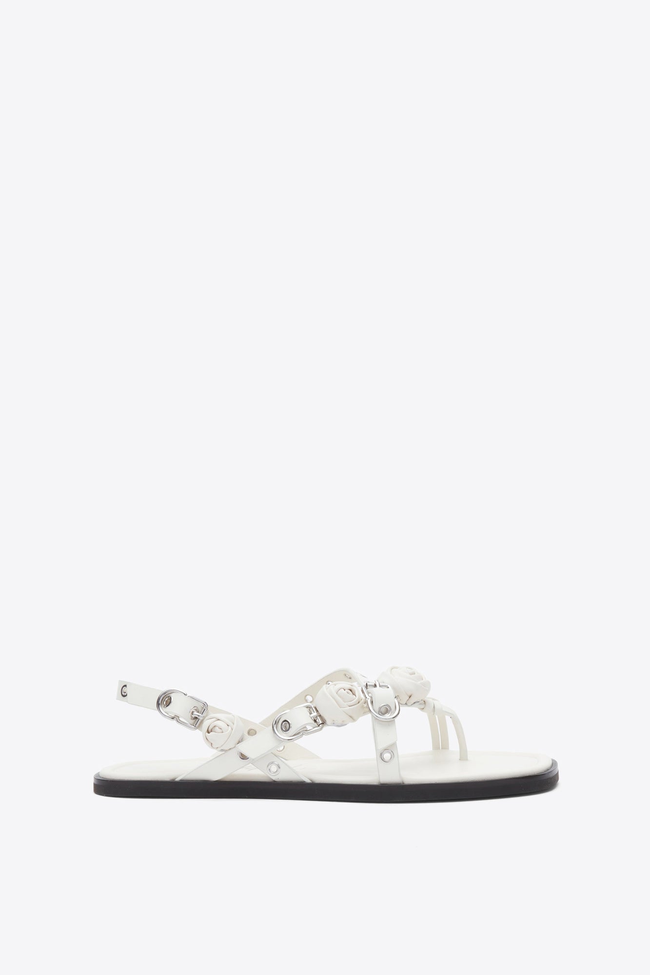 Strappy Eyelet Sandal with Rosettes | Antique White