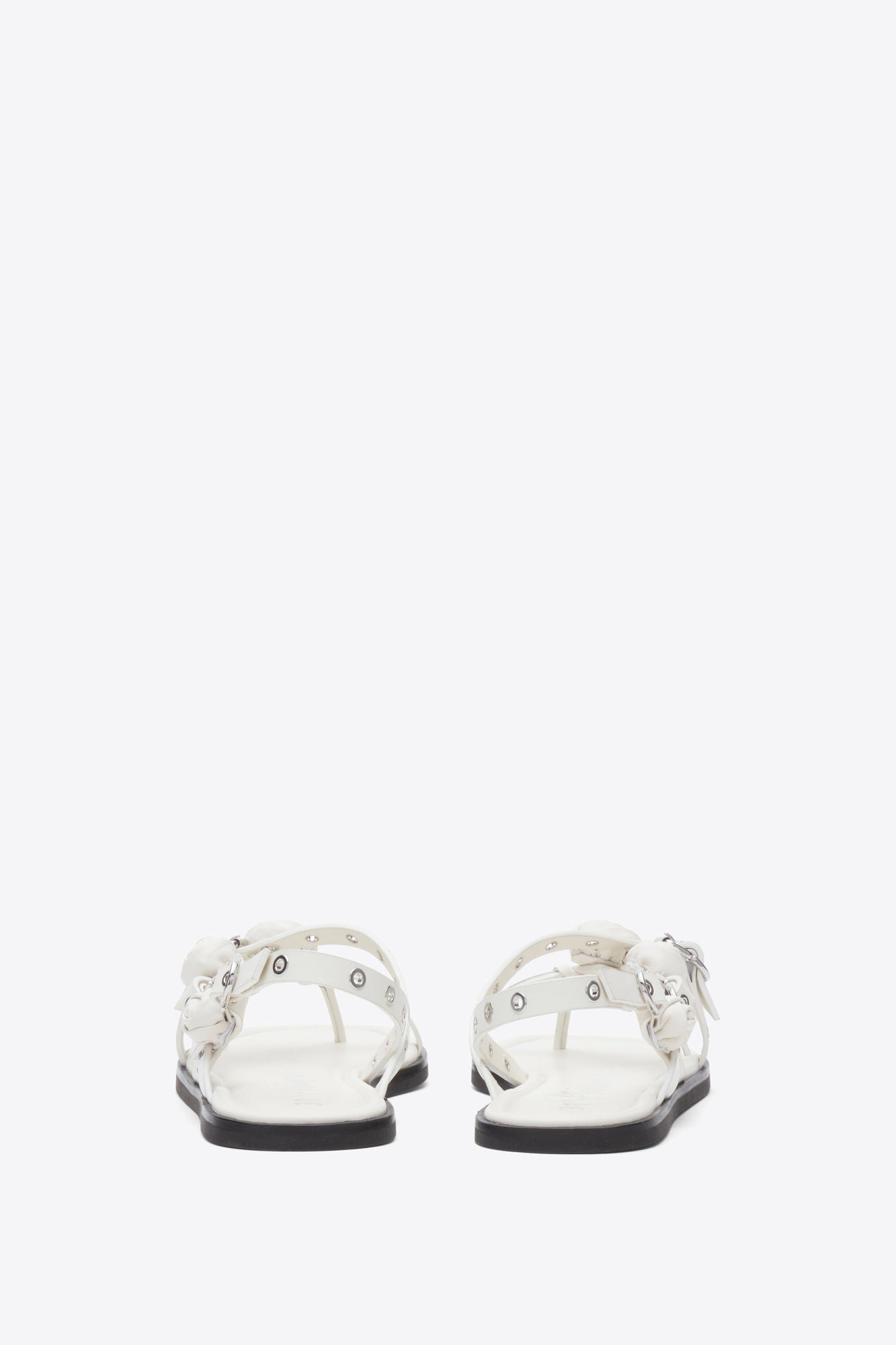 Strappy Eyelet Sandal with Rosettes | Antique White