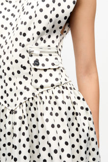 Polka Dot Satin Corset Mini Dress | Egret