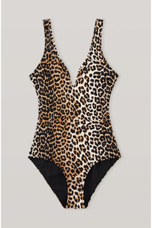 Print V neck Swimsuit | Leopard