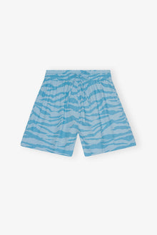 Printed Cotton Elasticated Shorts | Ethereal Blue