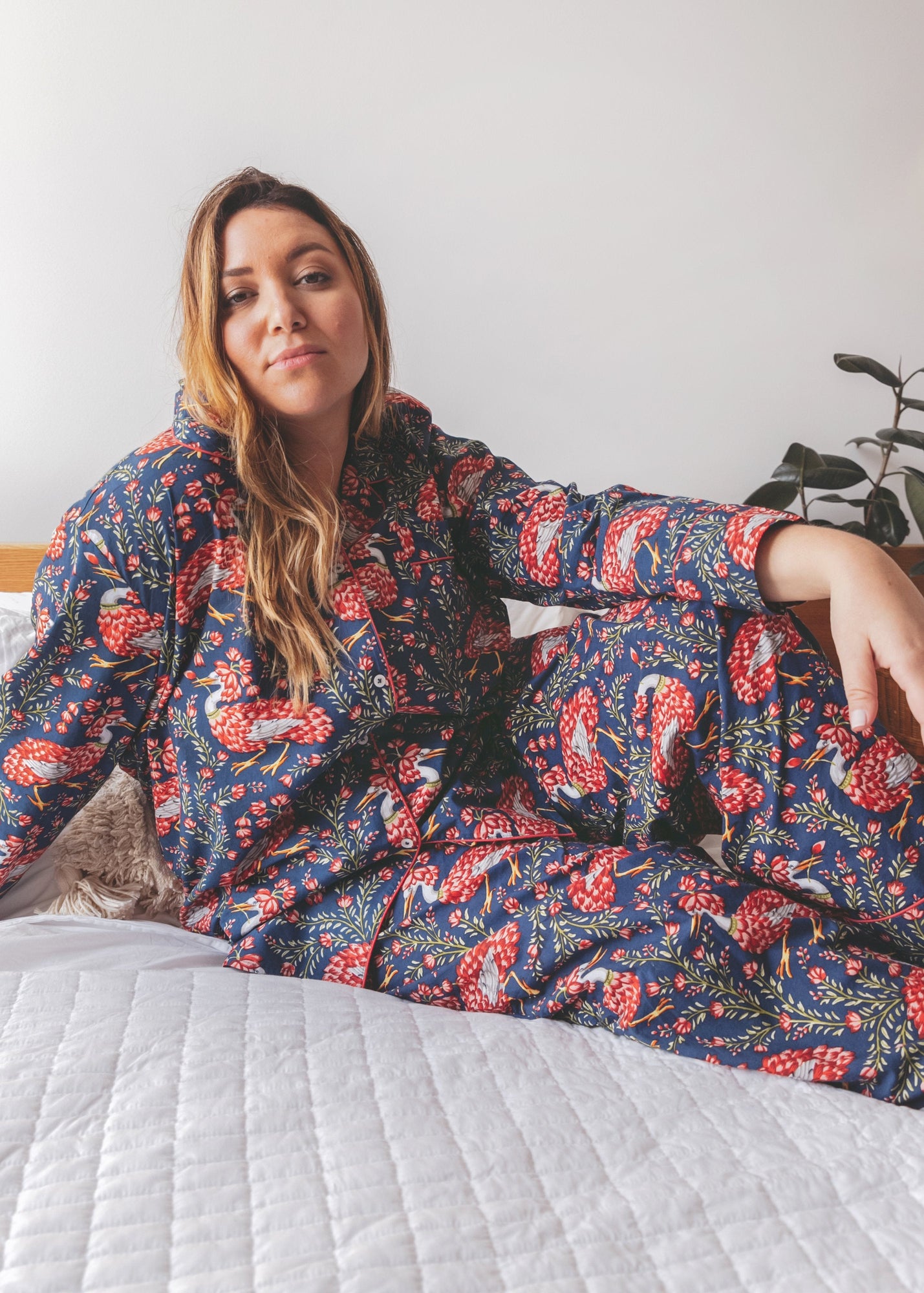 Queen Lotus - Long Sleep Set - Indigo - Printfresh