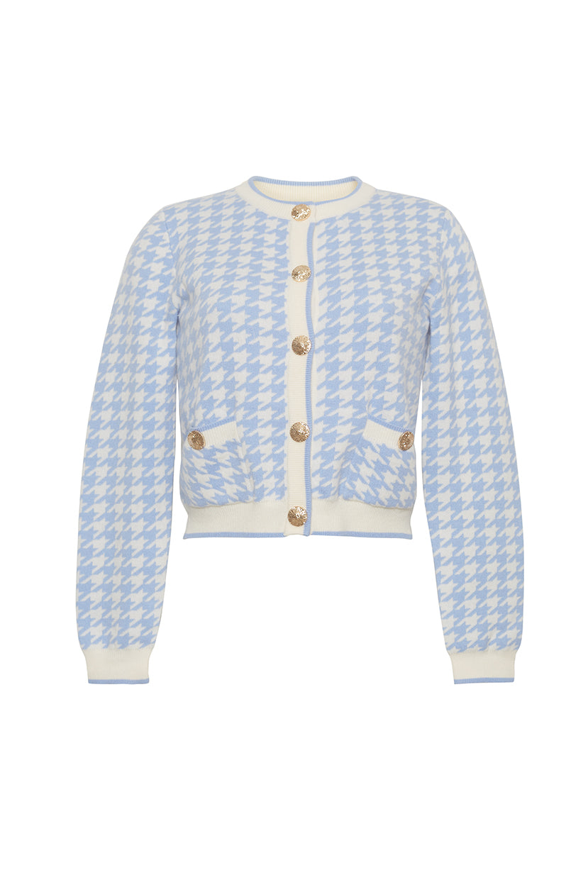 Priscilla Cardigan | Houndstooth Blue