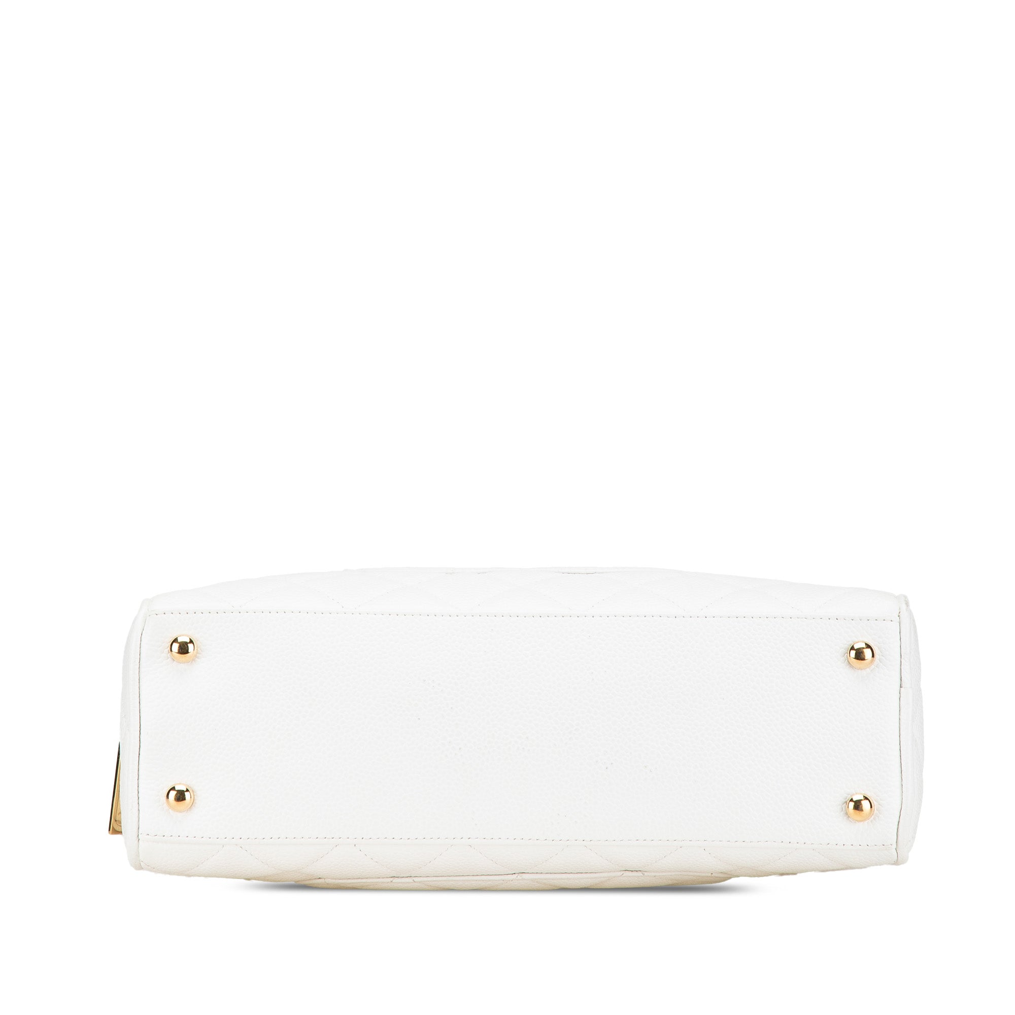 Chanel | Pre-Owned CC Quilted Caviar Bowling Bag | White